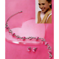Bijouterie and Perfume, Pink Heart Jewelry Set